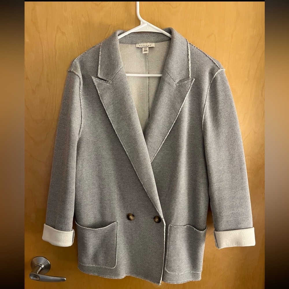 Topshop Light Gray Double-Breasted Blazer
